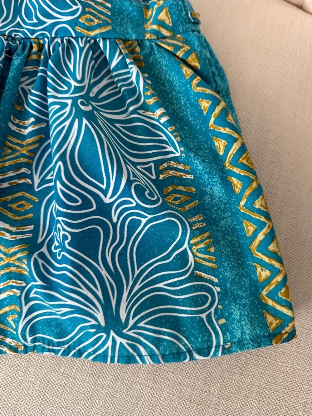 6 mos TROPICAL GROUP Hawaiian dress Honolulu baby girl teal floral cotton beach